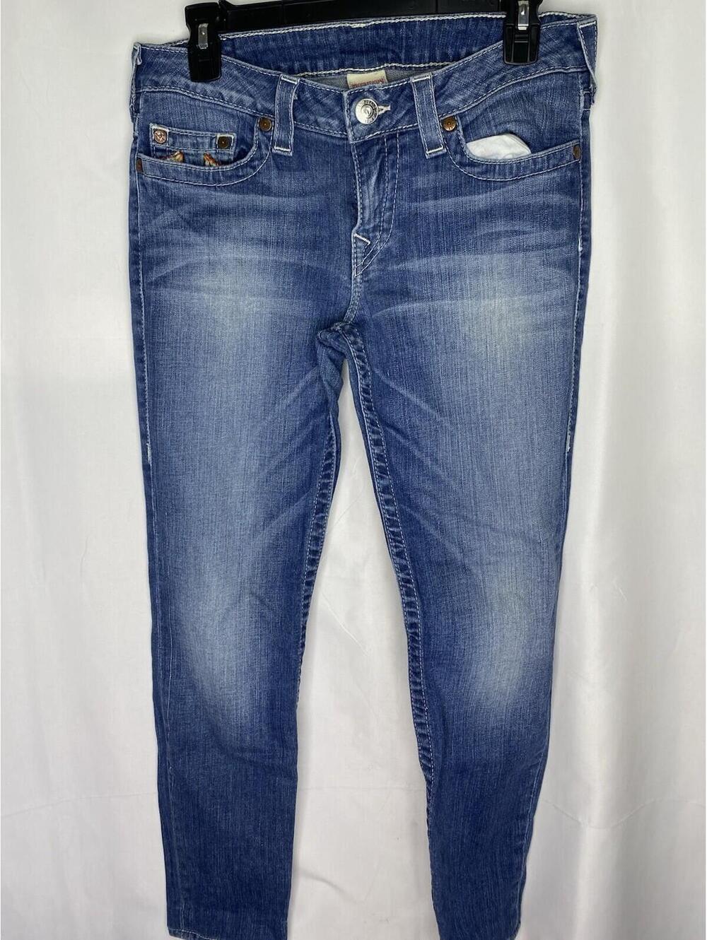 True Religion Womens Blue Skinny Denim Jeans Size 31 X 28 USA MADE